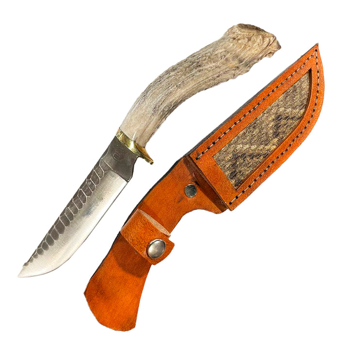 CUCHILLO AJE 6" CUERNO DE VENADO CON FUNDA DE ESPALDA DE SERPIENTE
