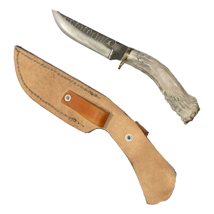 CUCHILLO AJE 6" CUERNO DE VENADO CON FUNDA DE ESPALDA DE SERPIENTE