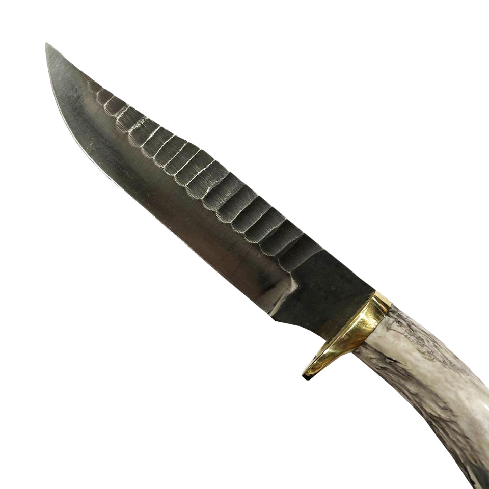 CUCHILLO AJE 6" CUERNO DE VENADO CON FUNDA DE PANZA DE SERPIENTE