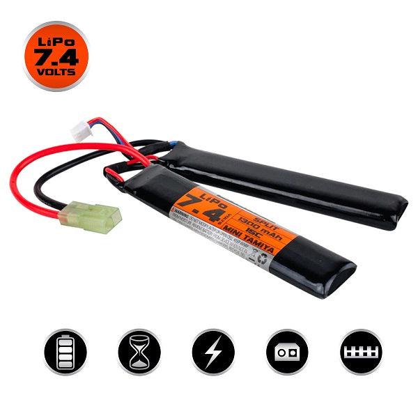 Bateria Valken Energy LiPo 7.4V 1300mAh 15/30C Split Airsoft