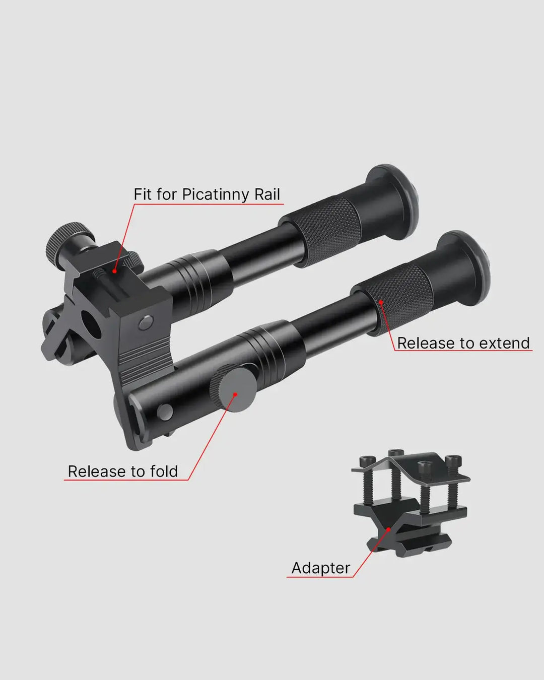 Bipie para rifle con montaje tactico ajustable RB5010