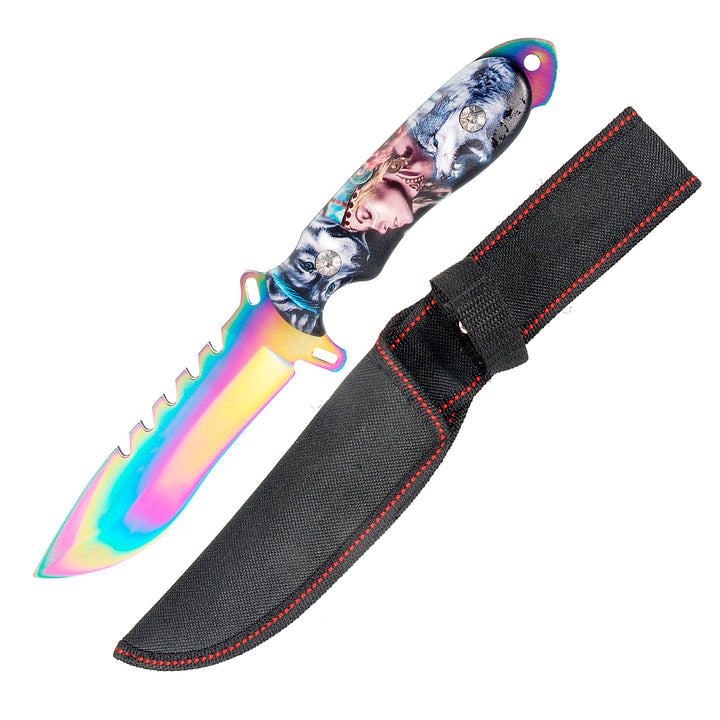 CUCHILLO 5 1/2" TORNASOL LOBO CON FUNDA LION TOOLS