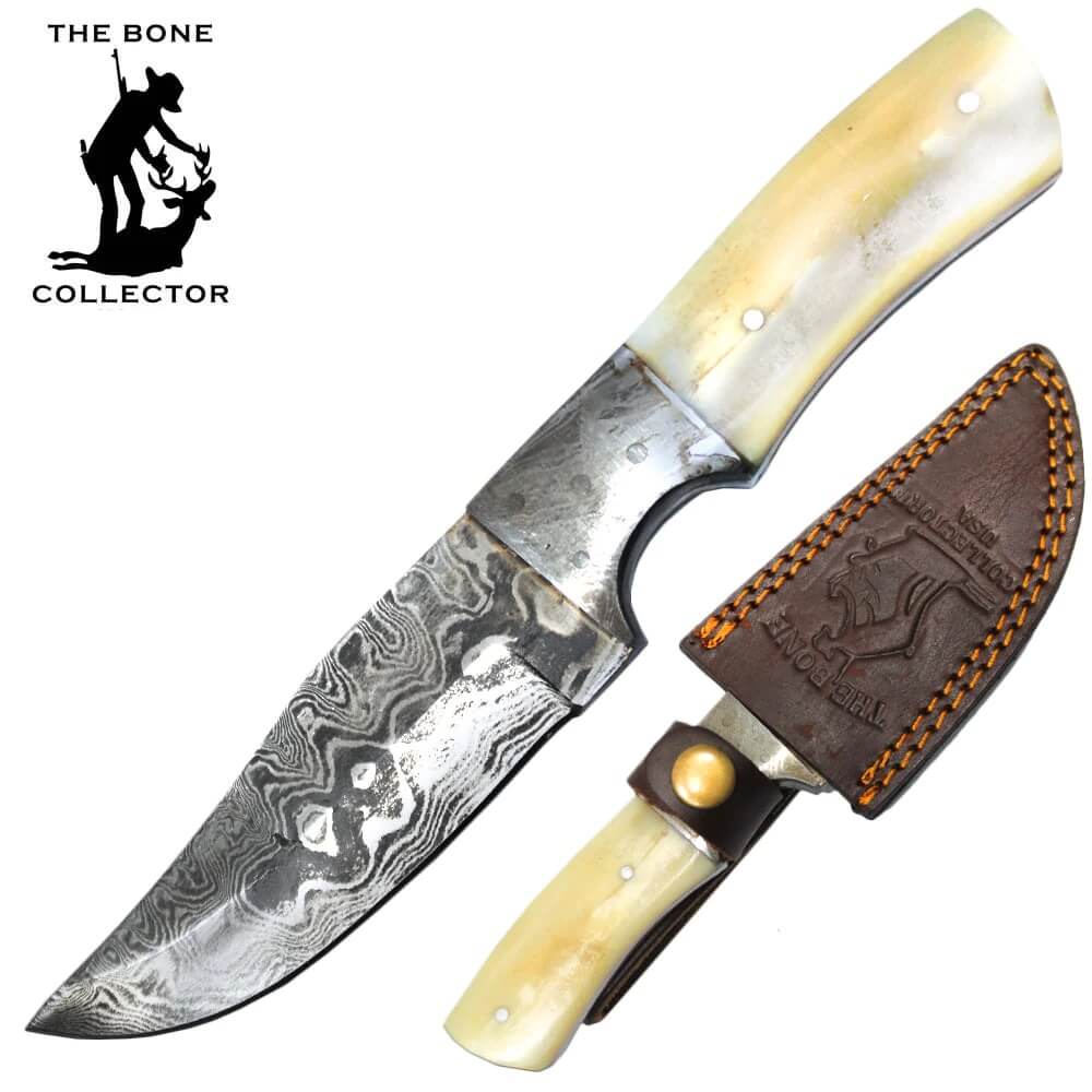 CUCHILLO 8" DAMASCUS BLADE BONE COLLECTOR mango de BOVINO BC HKDB-28