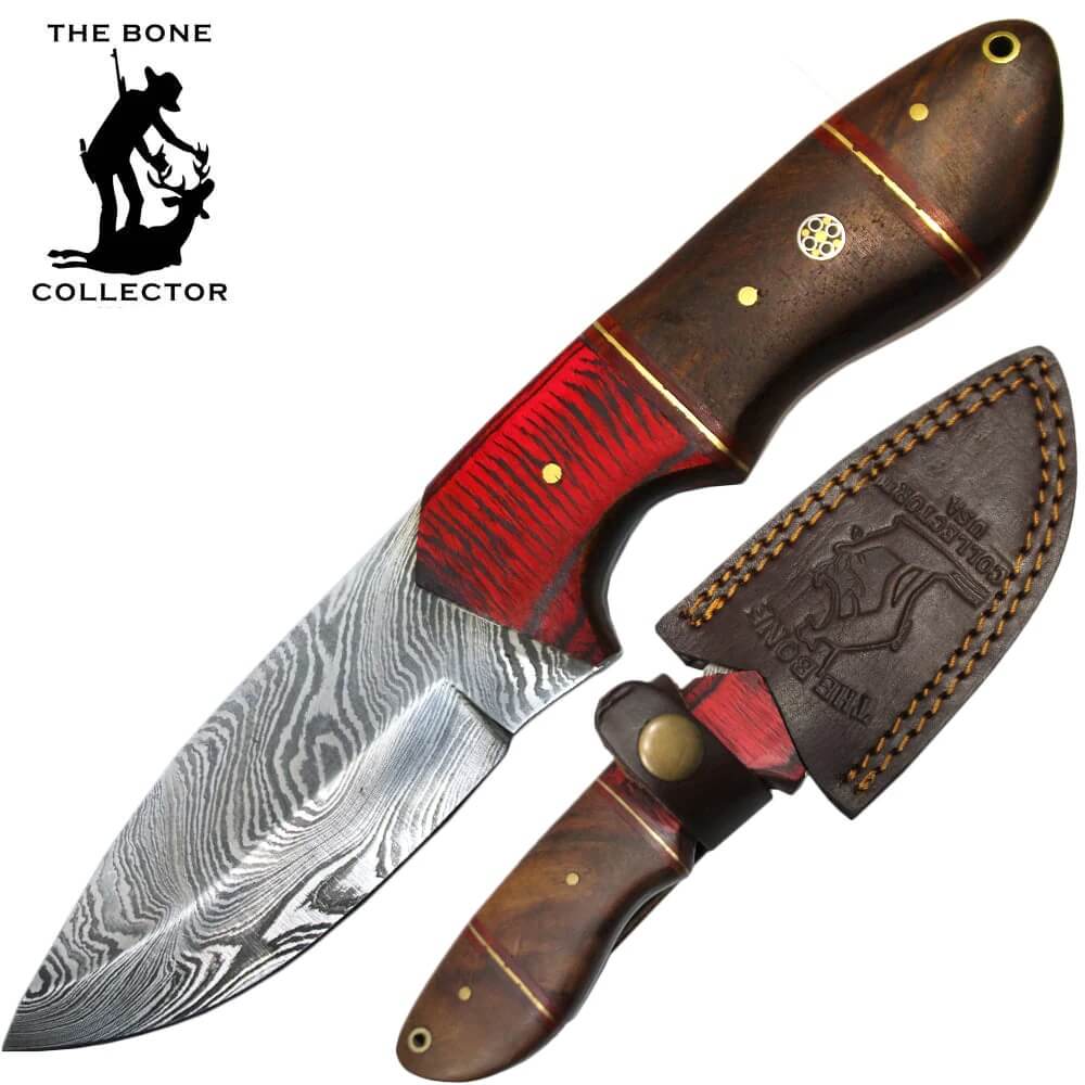 CUCHILLO 8" DAMASCUS BLADE BONE COLLECTOR mango de MADERA MULTICOLOR