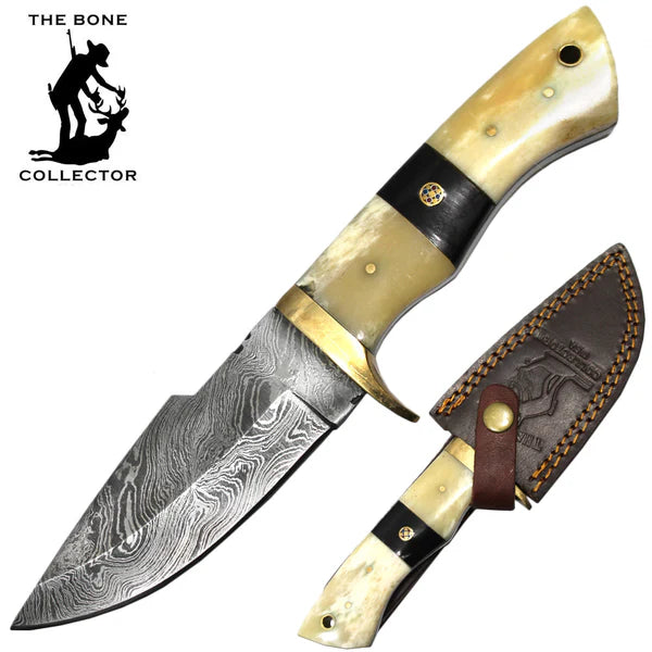 CUCHILLO 9" Bone Collector Damascus Blade Bovine Bone Horn