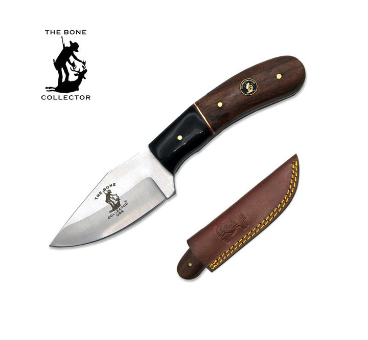 CUCHILLO DE CAZA 7" BONE COLLECTOR CON MANGO NEGRO DE PALISANDRO Y FUNDA DE CUERO