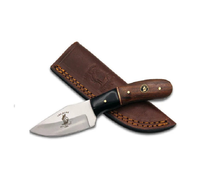 CUCHILLO DE CAZA 7" BONE COLLECTOR CON MANGO NEGRO DE PALISANDRO Y FUNDA DE CUERO