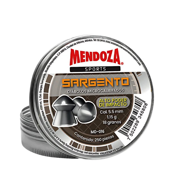 DIABOLO SARGENTO CON PUNTA CONICA CALIBRE .22(5.5mm) 18gr 250 Piezas