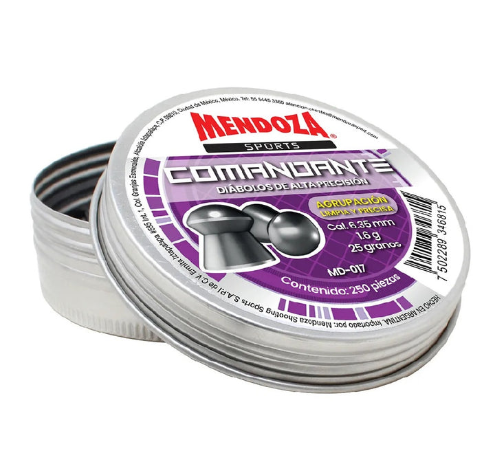 DIABOLO COMANDANTE CON PUNTA DOMO CALIBRE .25(6.35mm) 16gr 250 Piezas