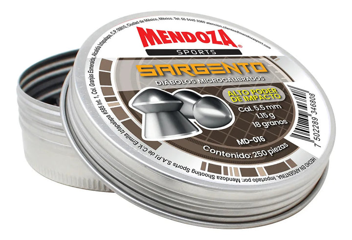 DIABOLO SARGENTO CON PUNTA CONICA CALIBRE .22(5.5mm) 18gr 250 Piezas