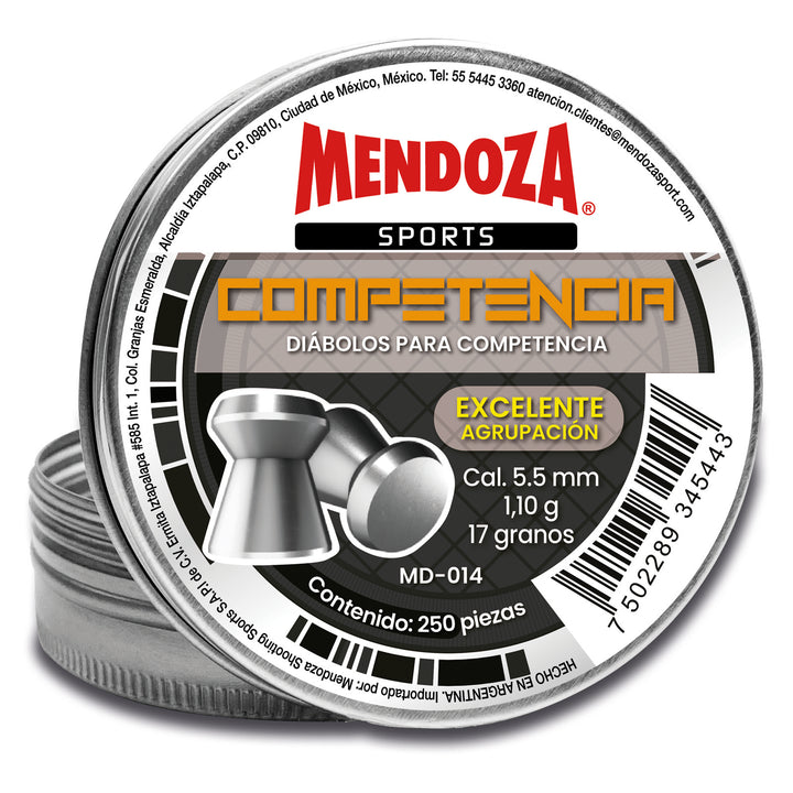 DIABOLO COMPETENCIA PUNTA PLANA CALIBRE .22(5.5mm) 17gr 250 Piezas