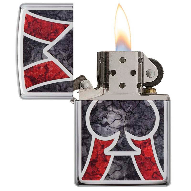 ENCENDEDOR ZIPPO AS NEGRO CON LINEAS ROJAS