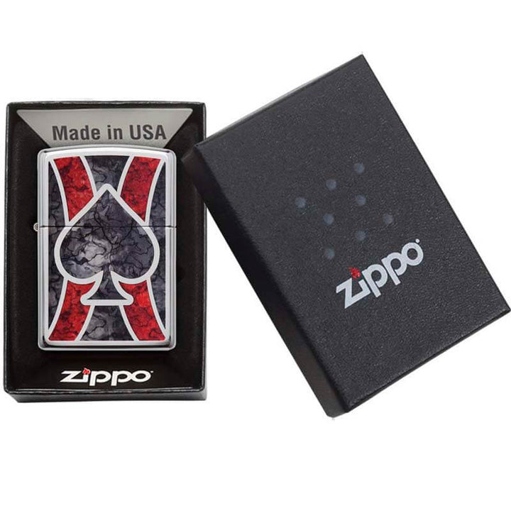 ENCENDEDOR ZIPPO AS NEGRO CON LINEAS ROJAS