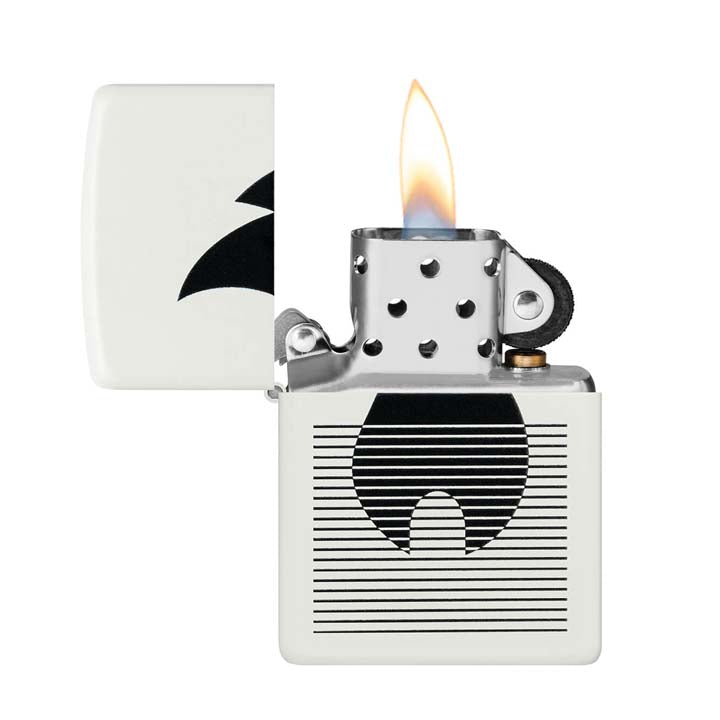 ENCENDEDOR ZIPPO BLANCO DISEÑO FLAMA CON LINEAS
