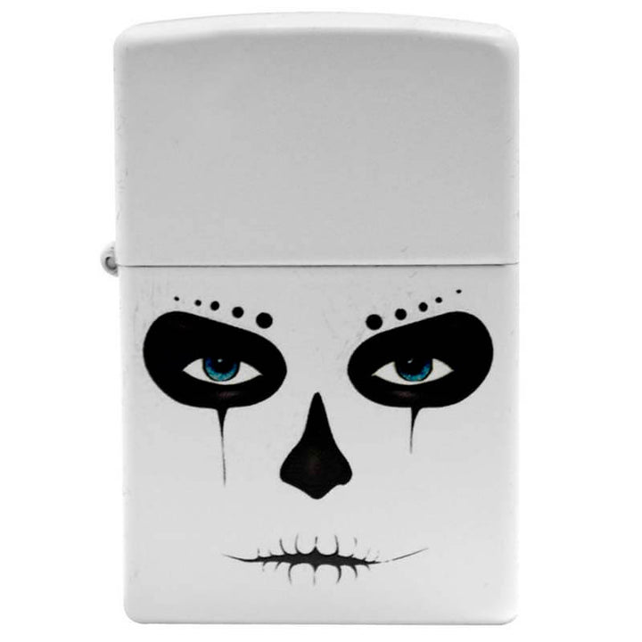 ENCENDEDOR ZIPPO BLANCO MÁSCARA DÍA DE MUERTOS