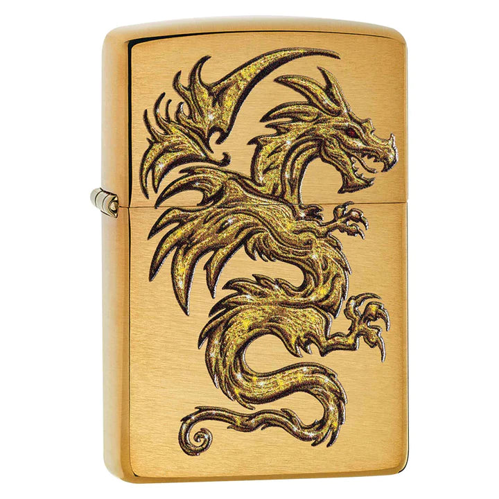 ENCENDEDOR ZIPPO DORADO DISEÑO DRAGON ALADO