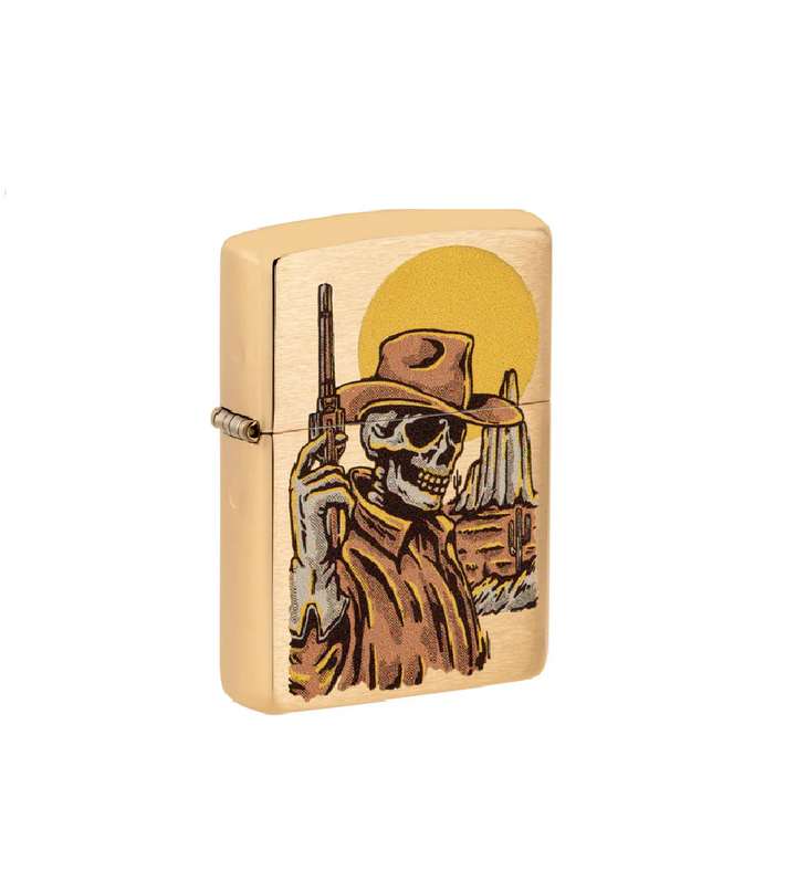 Encendedor Zippo Latón Cepillado Calavera de Vaquero