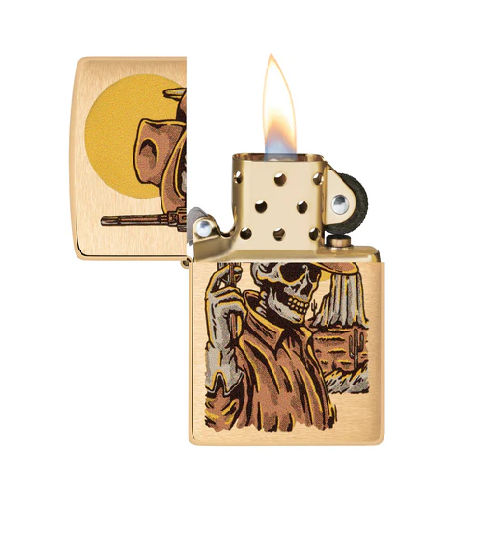 Encendedor Zippo Latón Cepillado Calavera de Vaquero