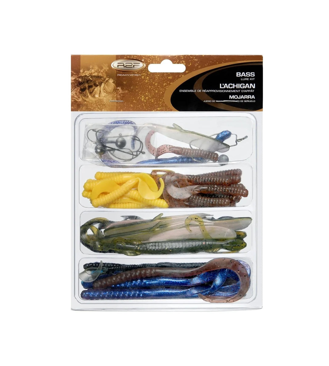 KIT DE ANZUELOS Y CARNADA PLASTICA 63 PIEZAS