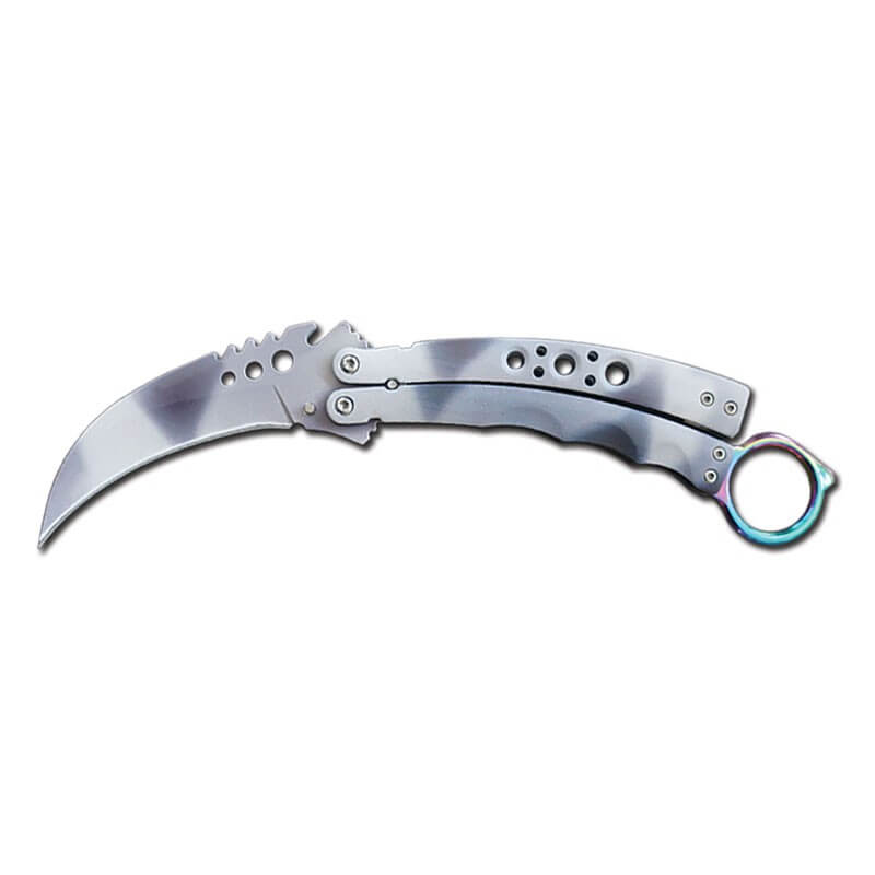 NAVAJA DE MARIPOSA CURVA PLATA