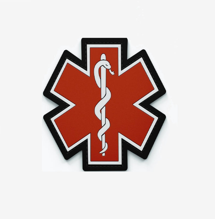 PARCHE TACTICO caduceo con alas RED 7CM