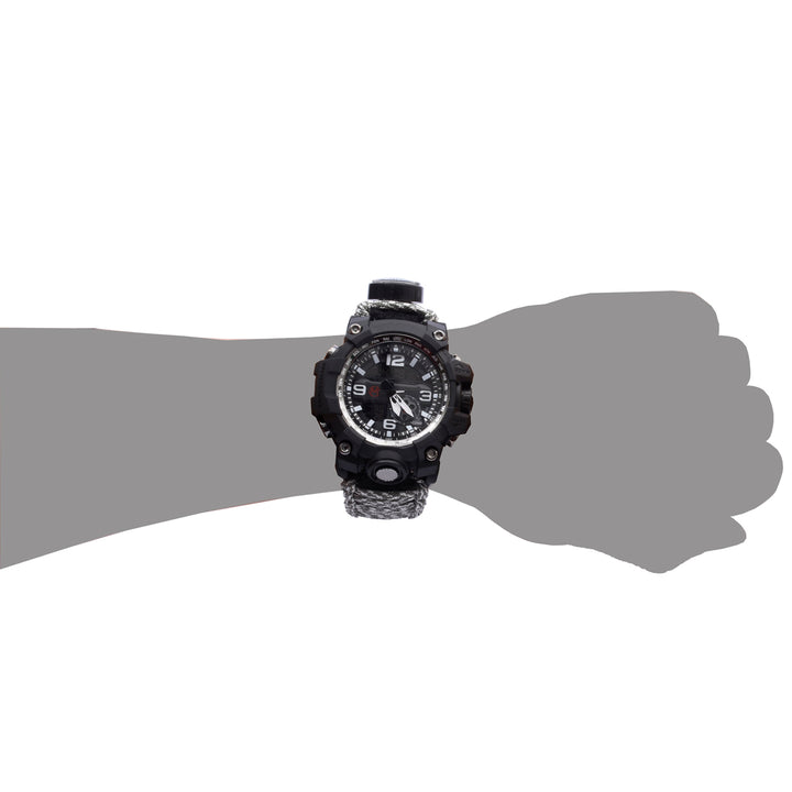 Reloj Tactico con Paracord de Supervivencia con Brujula Camuflaje Gris LCD 12 digitos