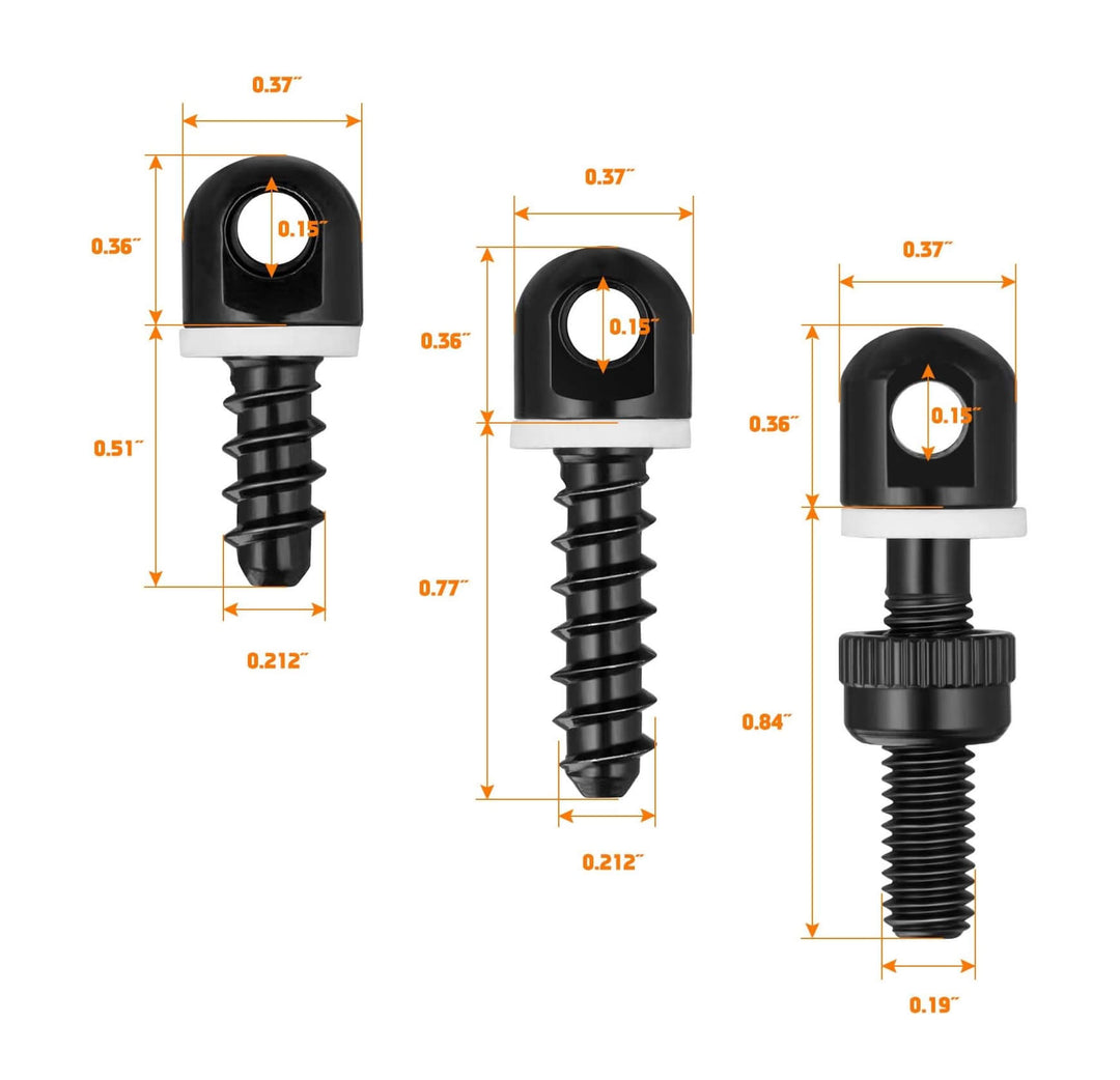 Set de anilletas y tornillos de fijación para correa de dos puntos de 1.5"