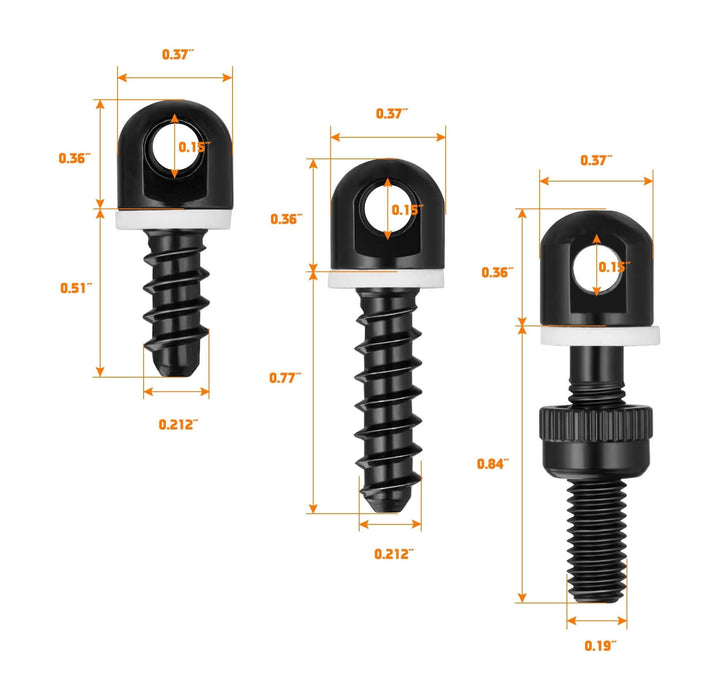 Set de anilletas y tornillos de fijación para correa de dos puntos de 1.5"