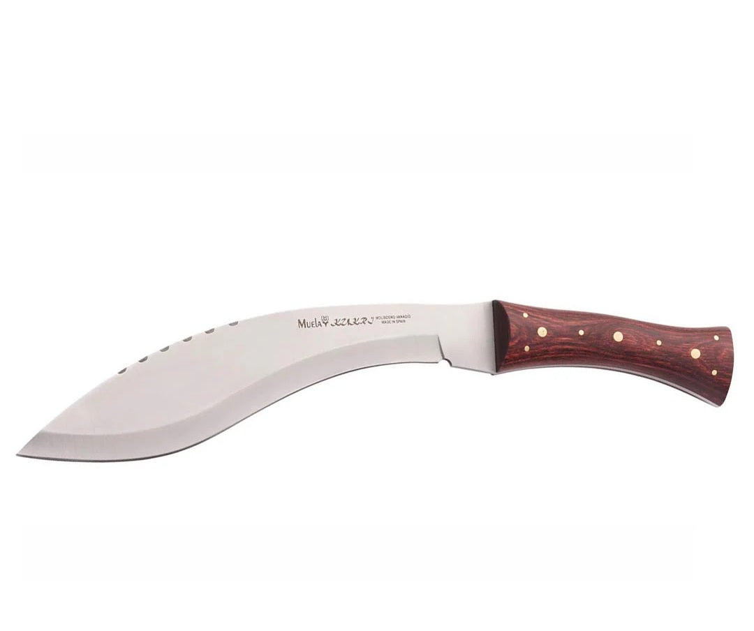 CUCHILLO MACHETE KUKRI 26-M MUELA MANGO MADERA CORAL HOJA 260mm 560gr