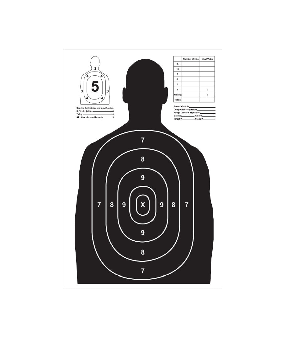 SILUETA DE TIRO 60x42 con 10 PIEZAS con tabla de score