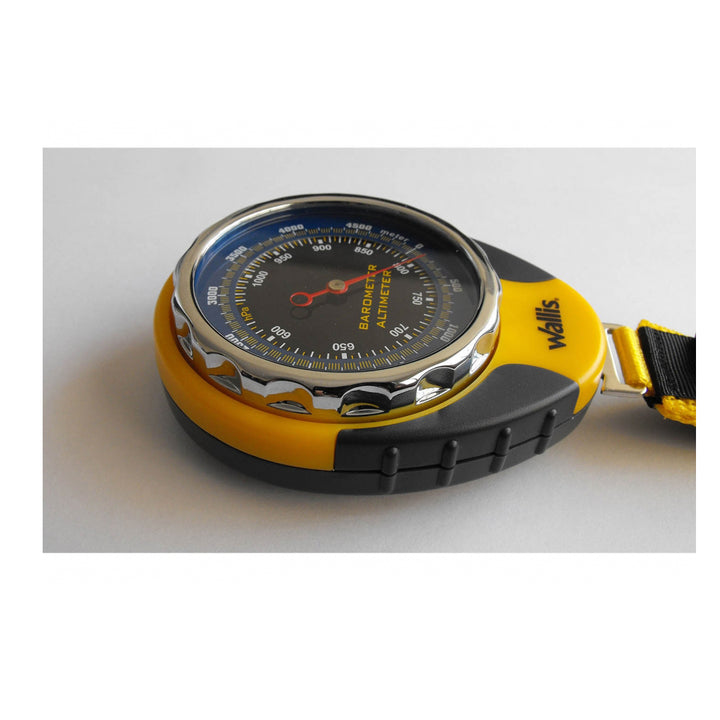 Altímetro/Barómetro,brújula, termómetro, azul/amarillo, gancho plata