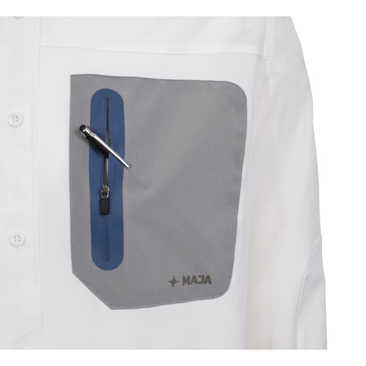 CAMISA NAVEGANTE ML BLANCA CON AZUL