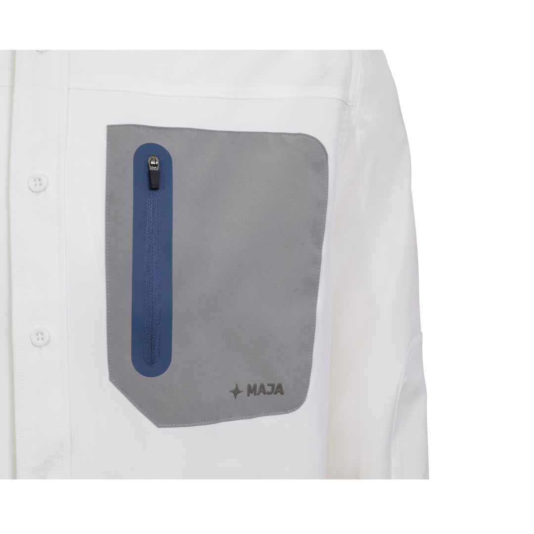 CAMISA NAVEGANTE ML BLANCA CON AZUL