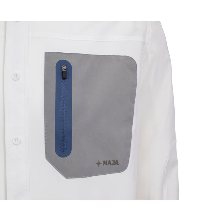 CAMISA NAVEGANTE ML BLANCA CON AZUL