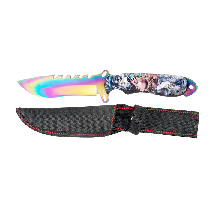 CUCHILLO 5 1/2" TORNASOL LOBO CON FUNDA LION TOOLS