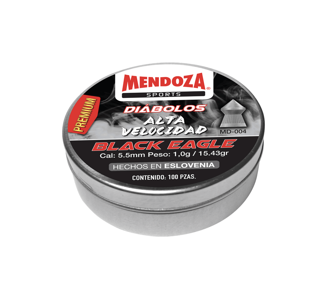 DIÁBOLO MENDOZA BLACK EAGLE CALIBRE 22(5.5mm) 15.43gr 100 Piezas