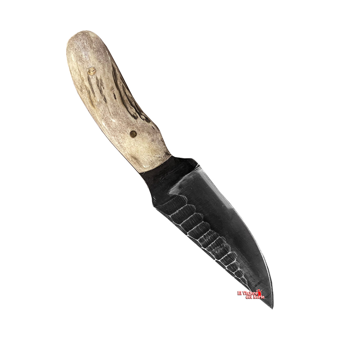 CUCHILLO AJE PEQUE I parrillero cazador 4" CUERNO DE VENADO Acabado SEMIPIEDRA con Funda tipo Pistola