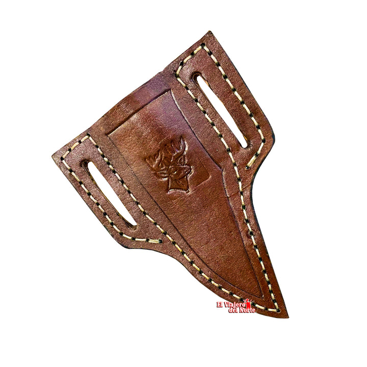 CUCHILLO AJE PEQUE I parrillero cazador 4" CUERNO DE VENADO Acabado SEMIPIEDRA con Funda tipo Pistola