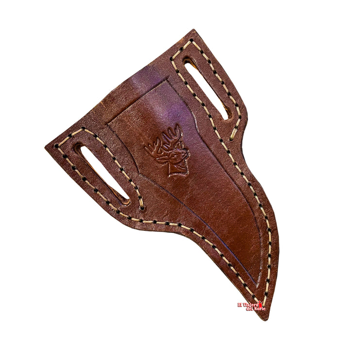 CUCHILLO AJE PEQUE II parrillero cazador 4.5" CUERNO DE VENADO Acabado SEMIPIEDRA con Funda tipo Pistola