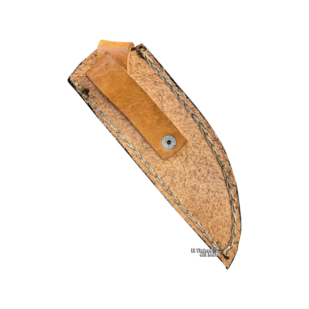 CUCHILLO AJE 6.1" PARRILLERO CAZADOR CUERNO DE VENADO CON FUNDA DE CUERO