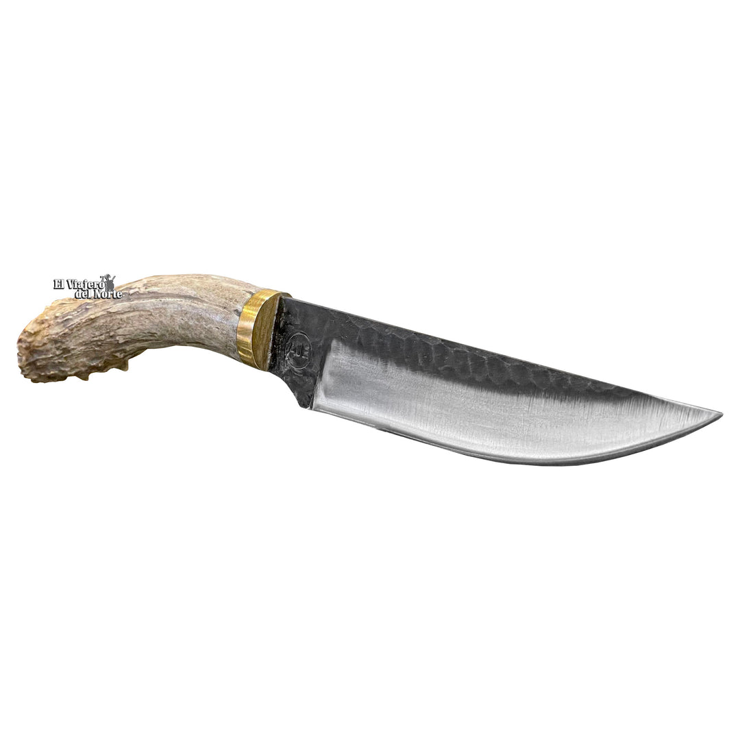 CUCHILLO AJE 6.1" PARRILLERO CAZADOR CUERNO DE VENADO CON FUNDA DE CUERO