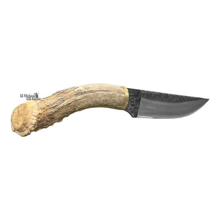 CUCHILLO AJE 6.1" PARRILLERO CAZADOR CUERNO DE VENADO CON FUNDA DE CUERO