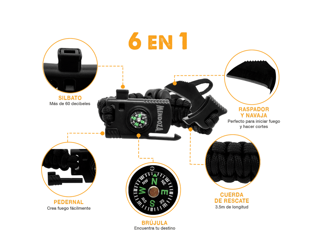 Pulsera Paracord Negra con Navaja