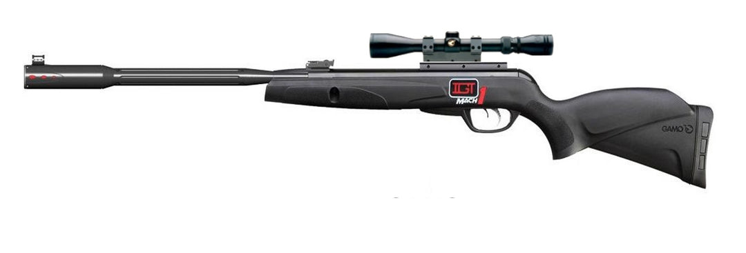 RIFLE GAMO BLACK FUSION IGT MACH 1 CAL. 5.5 CON MIRA 3-9X40 NITROPISTON - El Viajero del Norte