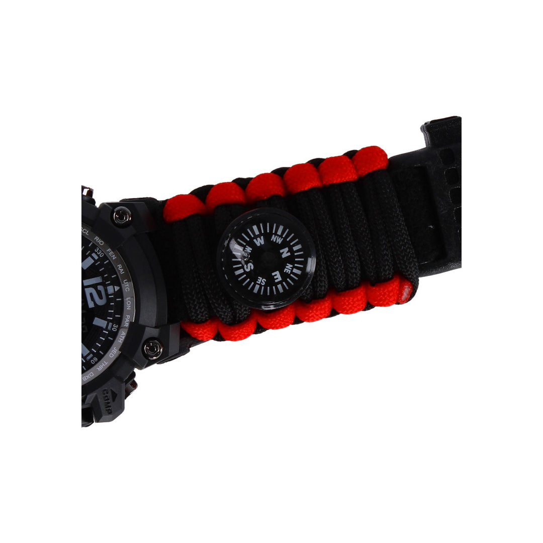 Reloj Tactico con Paracord de Supervicencia Negro con Brujula