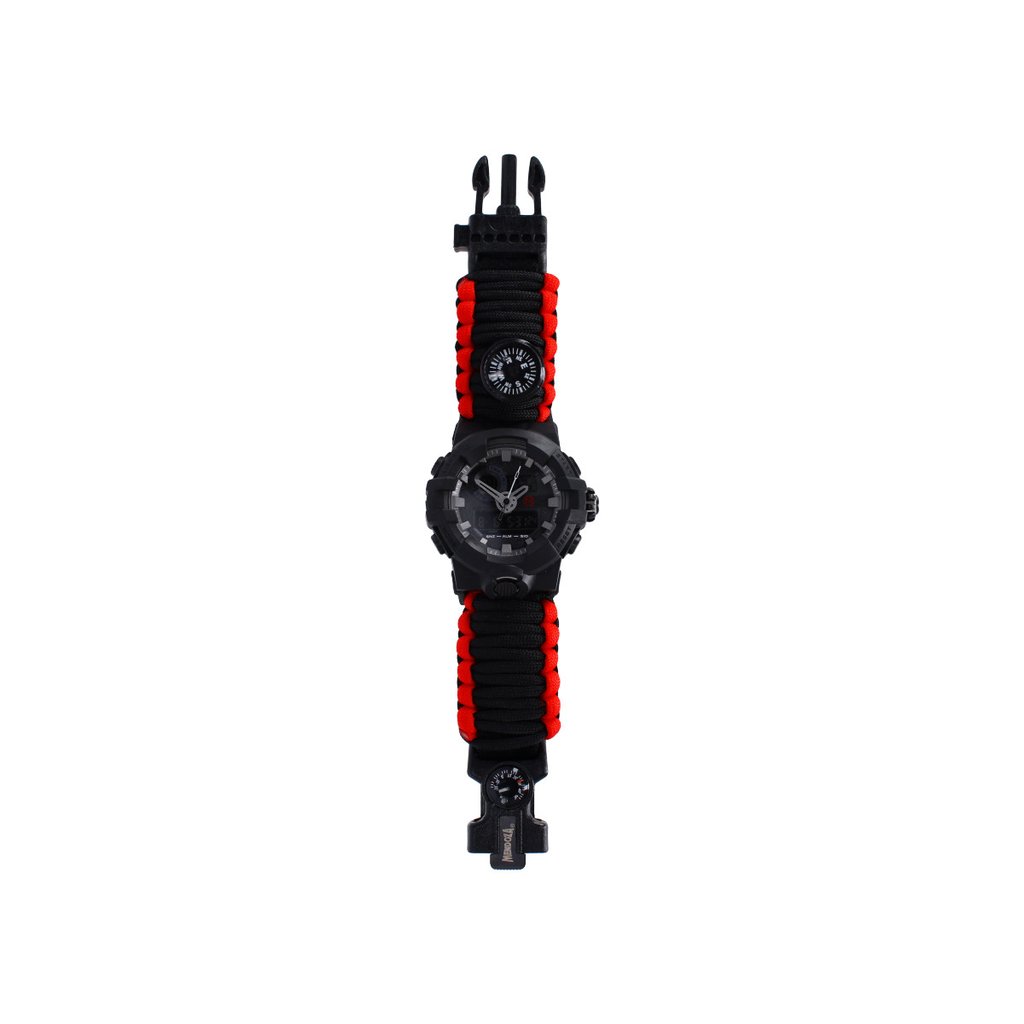 Reloj Tactico con Paracord de Supervicencia Negro con Brujula