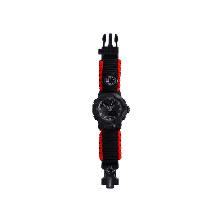 Reloj Tactico con Paracord de Supervicencia Negro con Brujula