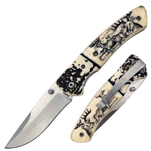 NAVAJA Sketch Wildlife Deer de 4.25" con Clip para Cinturón