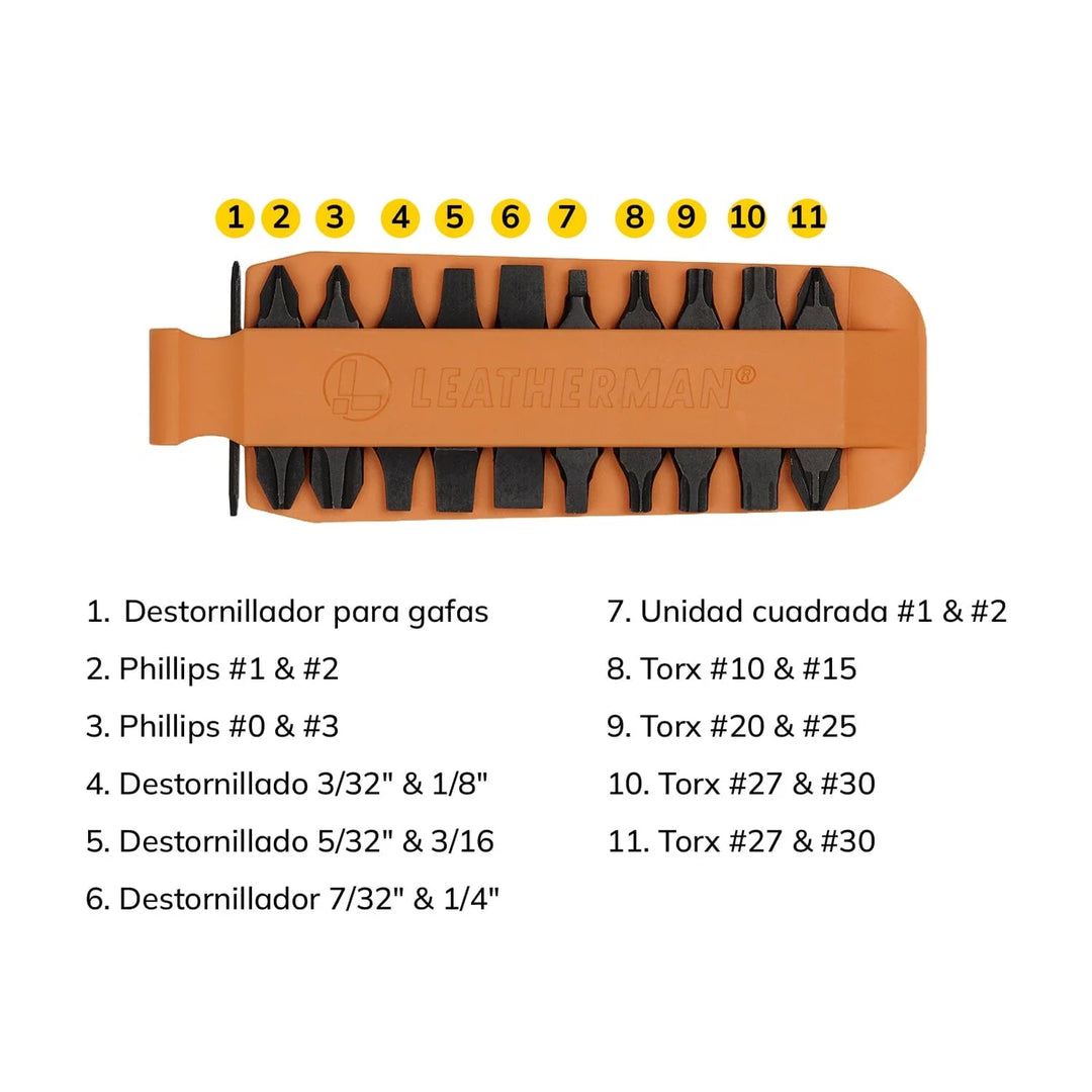 BIT KIT DE 10 PUNTAS INTERCAMBIABLES NARANJA LEATHERMAN