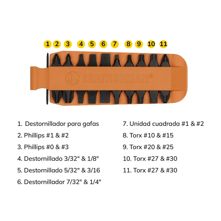 BIT KIT DE 10 PUNTAS INTERCAMBIABLES NARANJA LEATHERMAN
